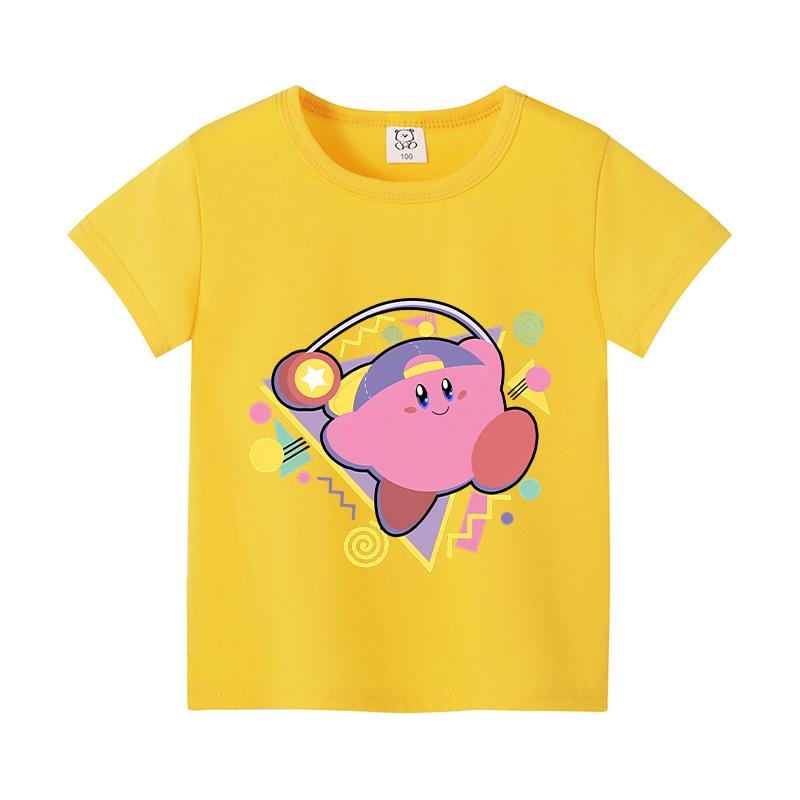 Kirby Top Estivi a Maniche Corte Camicia Colorata Girocollo Maglietta Rotonda Cotone T-shirt Colorata Stampa Cartoni Animati Abbigliamento Vestiti Casual