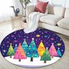 Colorful Trees Snow Winter Round Area Rug,Carpet Rug for Living Room Bedroom Sofa Playroom Decor,Non-slip Floor Mat