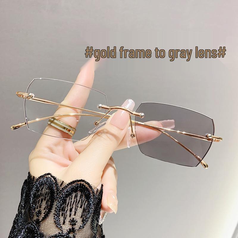 Frameless Fashionable Photochromic Anti-Blue Light Prescription Glasses for Men & Women