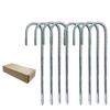 Camping Tent Stakes with a Pointed Ground End and J-Bend Head, Steel 8-Piece Set for Shelter Cord, Tarps, and Canopies