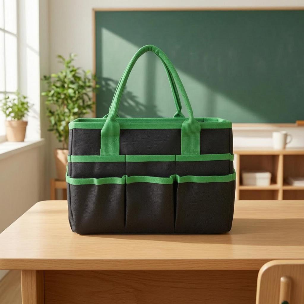 Craft Organizer Tote Bag MultiplePocket with Pockets Structured for Teachers,
