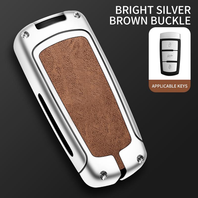 Leather Car Metal Key Case Cover For Vw Volkswagen Cc Passat Cc B6 B7 Protection Key Shell Skin Bag Only Case Accessories