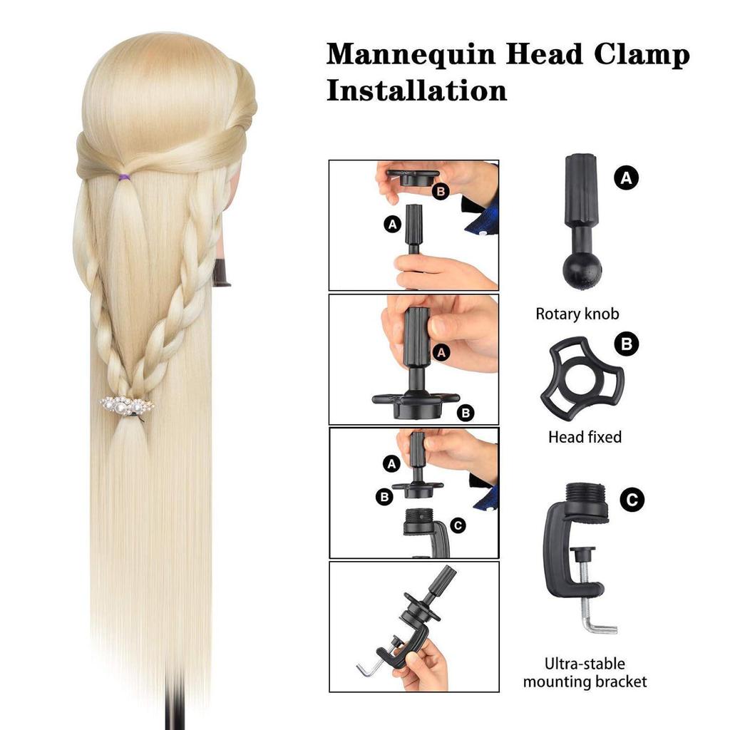 High Temperature Fiber Wig Mannequin Head for Hairdressing and Haircutting Training