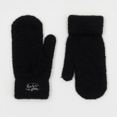 FLUFFY LOGO MITTEN GLOVE BLACK