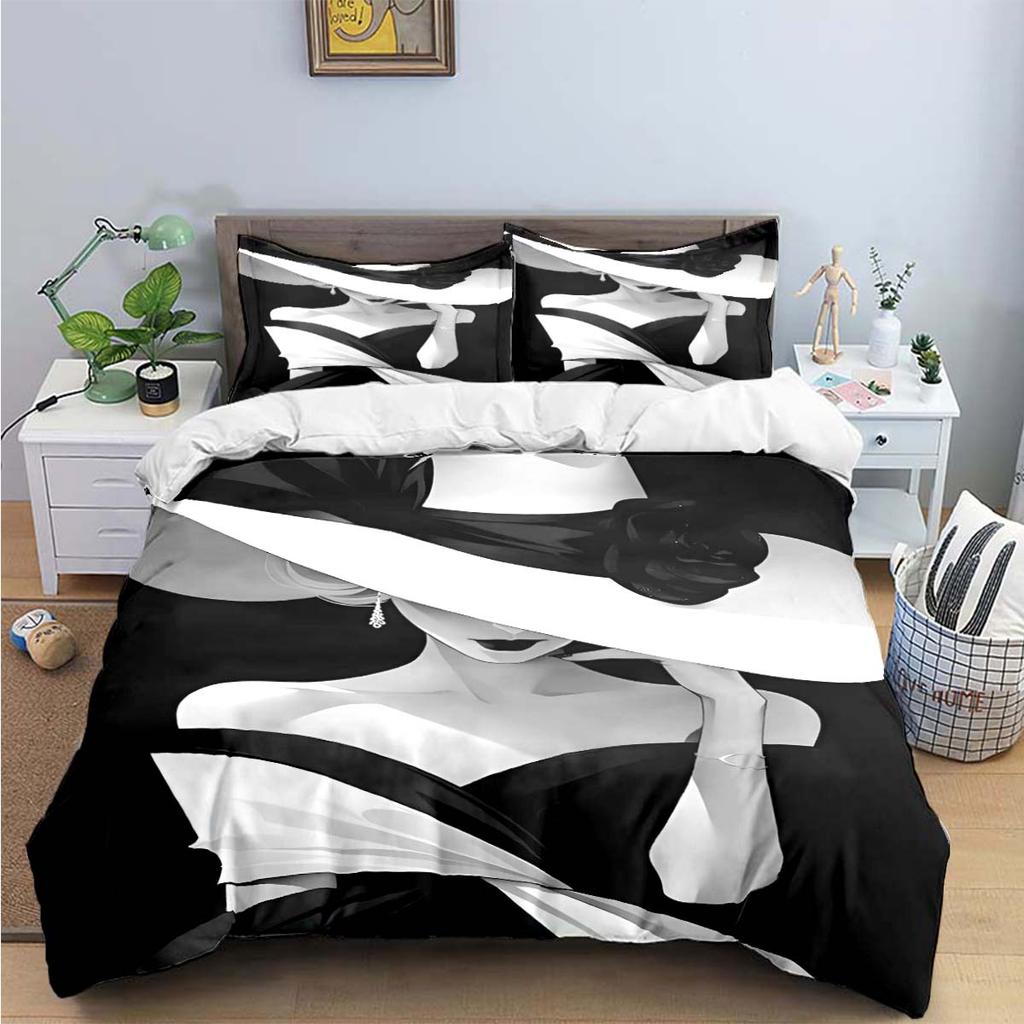 Fashion New Woman-Sexy Black And White Print Bedding Sets Bed Supplies Set Duvet Cover Bed Comforter Set Bedding Set Luxury Gift