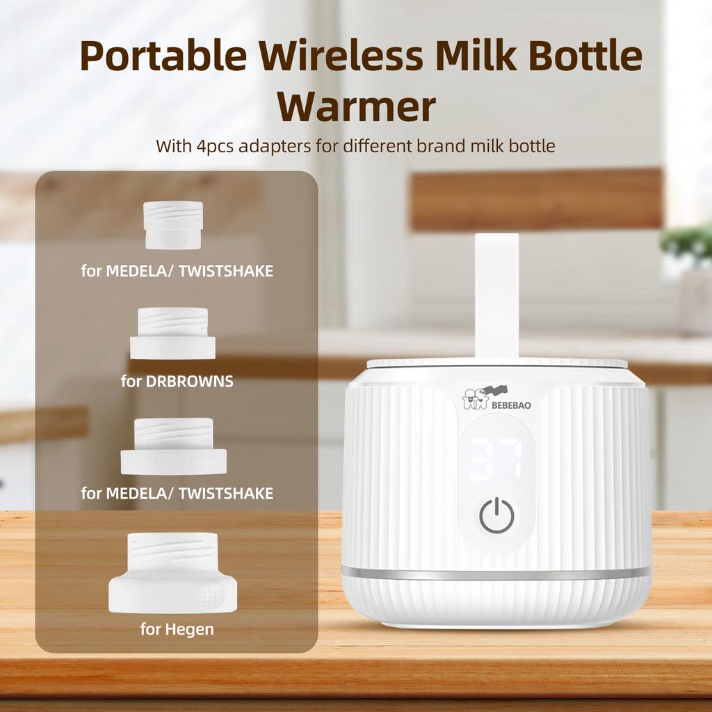 BEBEBAO YH-N01 Portable Baby Milk Bottle Warmer Wireless Milk Heater 4 Levels Temperature