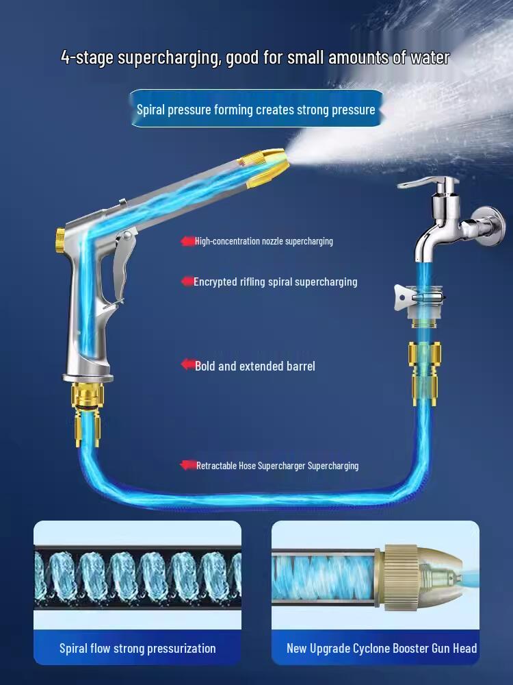 High-Pressure Car Wash Water Gun with Telescopic Hose and Powerful Nozzle for Home Use