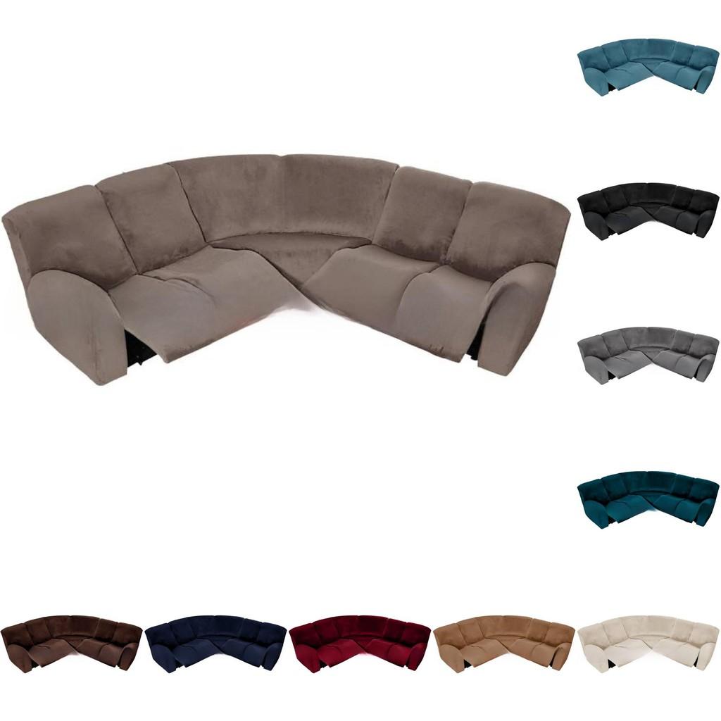 Velvet Lshaped Seven Piece Sofa Cover Set With Stretch Material For Corner Sectionals