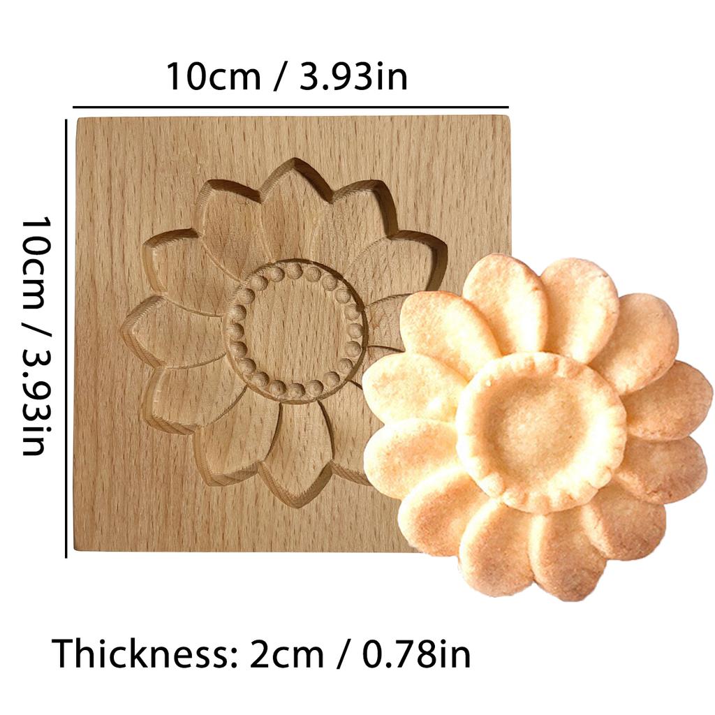 3D Wooden Cookie Cutter Moulds for DIY Baking, Engraved Embossed Biscuit Molds, for Gingerbread Fondant Christmas Baking Molds