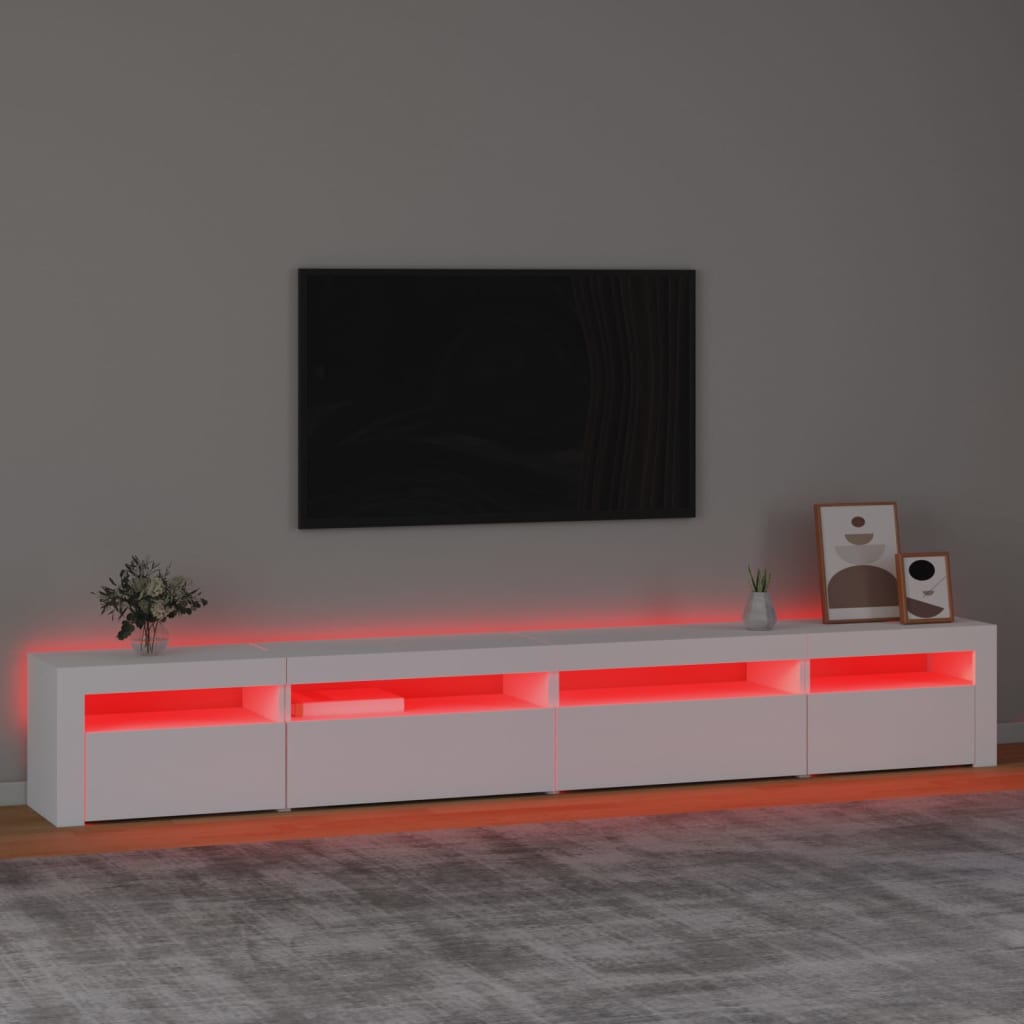 vidaXL TV Cabinet with LED Lights White 270x35x40 Cm