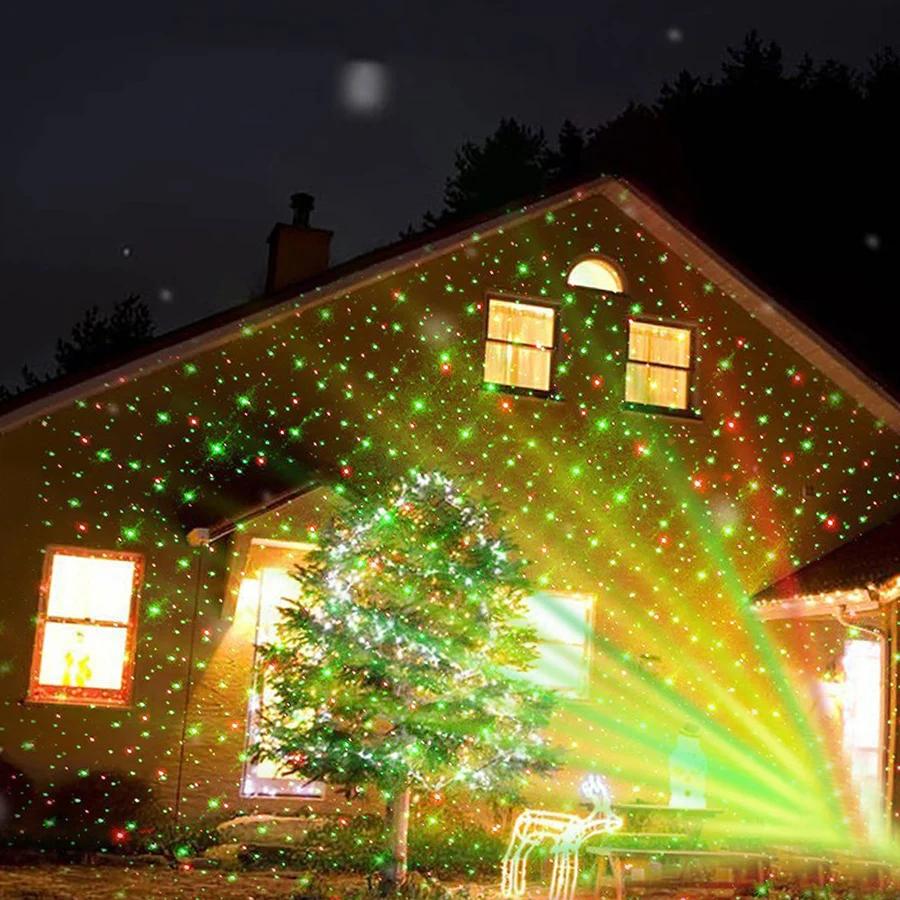 Moving Full Sky Star Laser Projector Lamp Outdoor Garden Landscape Lighting Red&Green Christmas Party LED Stage Light