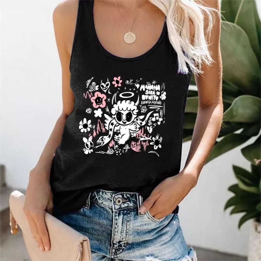 Colorful butterfly Print Women Tank Top Sleeveless Casual Summer New Crew Neck Tops for Women Clothes
