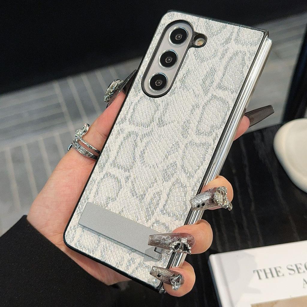 Für Samsung Galaxy Z Fold6 5G Hülle Unsichtbarer Ständer Leder+PC Handyhülle