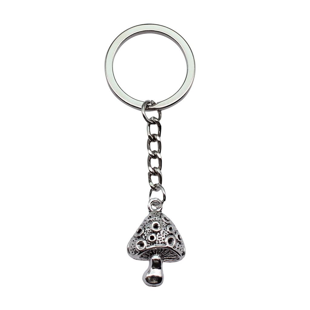 Pendants Mushroom Charm Branch Keychain Leaf Key Ring 28mm