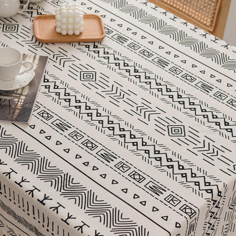 Cotton Linen Bohemian Style Table Cloth No-wash Waterproof Oil-proof Rectangular Tassel Designed Simple Cozy All-Purpose Durable