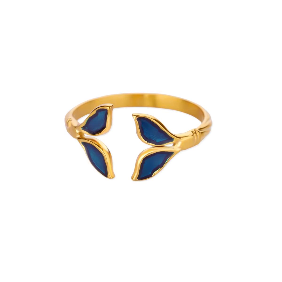 

Exquisite Fish Tail Anillos Rings For Women Gold Color Stainless Steel Round Opal Finger Jewelry Princess Ring Waterproof Gift