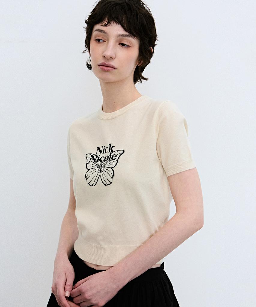 Nigaennikol Mini Butterfly Signature Half Knit_Cream