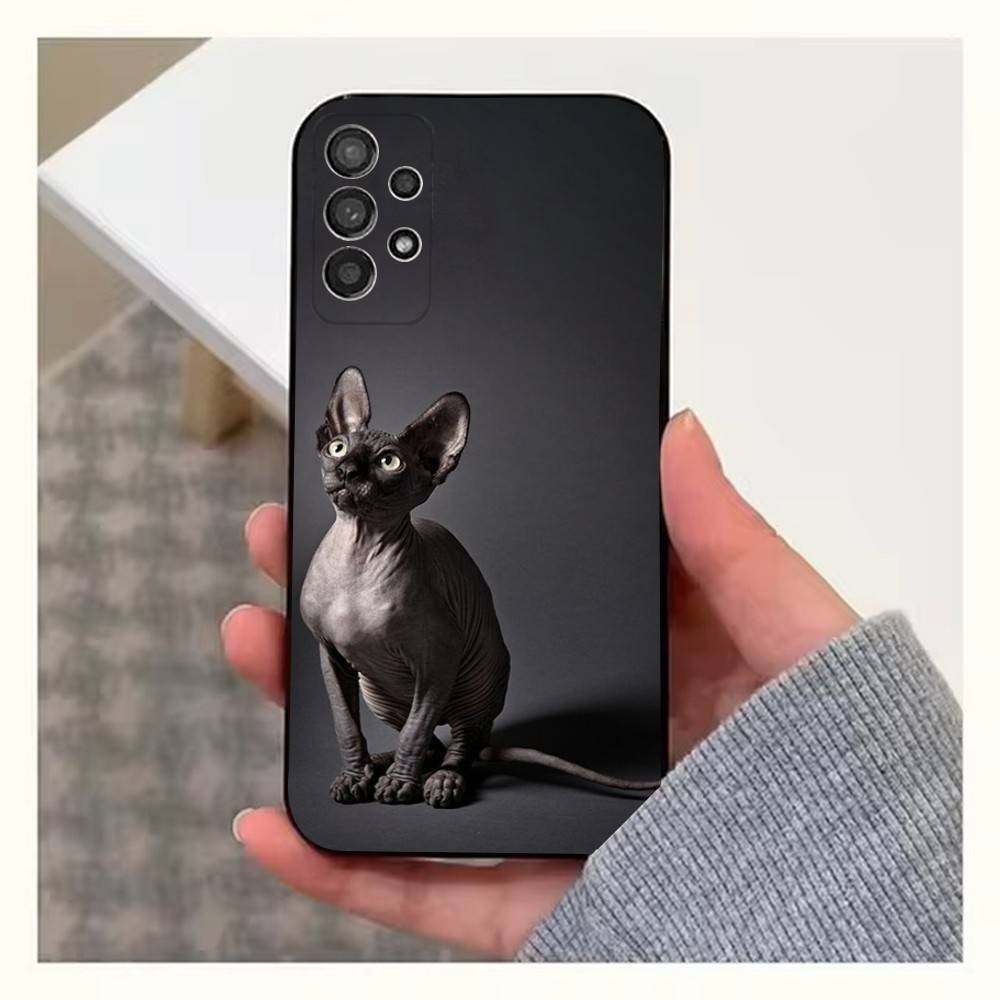 Pet Sphynx Sphinx Cat  Phone Case For Samsung S22,S21,S20,S10,S9,S25,S24,S23,Ultra,FE,Plus,Lite,Soft Silicone Black
