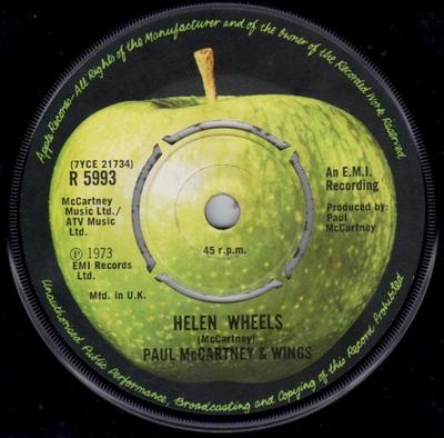 7inch Record WINGS - Helen Wheels R5993 Apple Records 1973 UK Rock Used