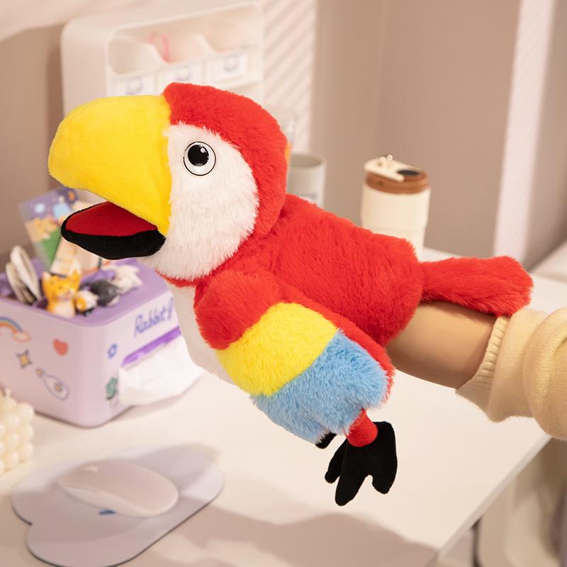 New 6 Style Toucan Hand Puppet Plush Toys Kindergarten Performance Hand Control Toucan Parrot Bald Eagle Peacock Owl Flamingo