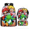 Set Zaino Cartone Animato Super Mario, Zaino Scolastico Principessa Peach, Poliestere 3 Pezzi, Zaino a Tema Gaming