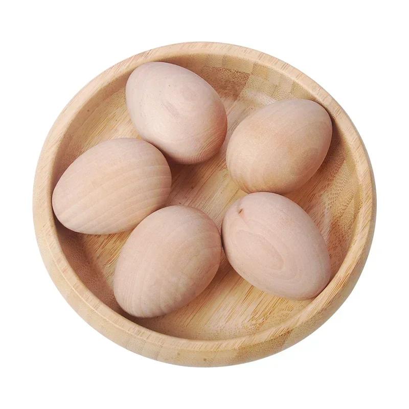 Wooden Simulated Egg Creative DIY Graffiti Painted Wooden Easter Eggs Realistic Easter Ornament For Holiday Home Decoration