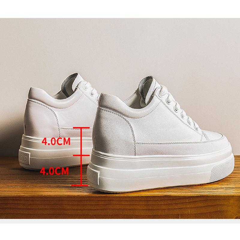 Fashion Shoes Women High Top Sneakers Flat White Shoes Sweet Ladies Height Increasing Shoes 8cm