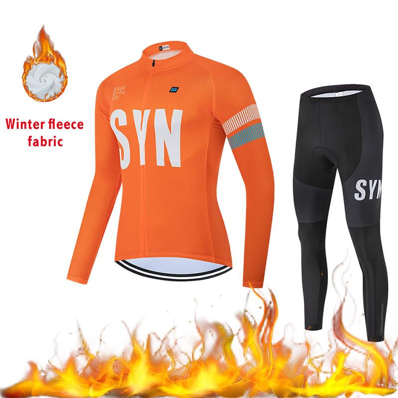 2025 Autumn and Winter Windproof Fleece Jacket Cycling Jersey Cycling Bib Men's Warm Top Road Bike Cycling Suit Long Set