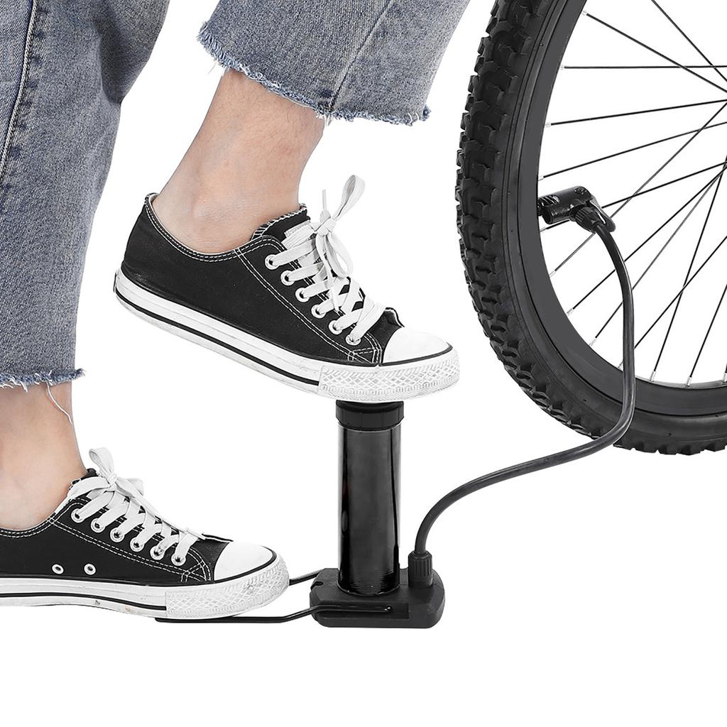 Bike Pump Portable Motorcycle Foot Pumps Aluminum Alloy (Black)