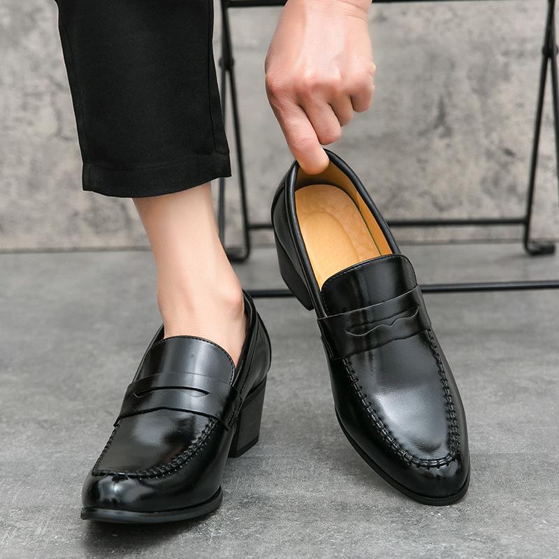 Men's shoes retro high-heeled men's shoes fashion European and American business leather shoes trend foot shoes