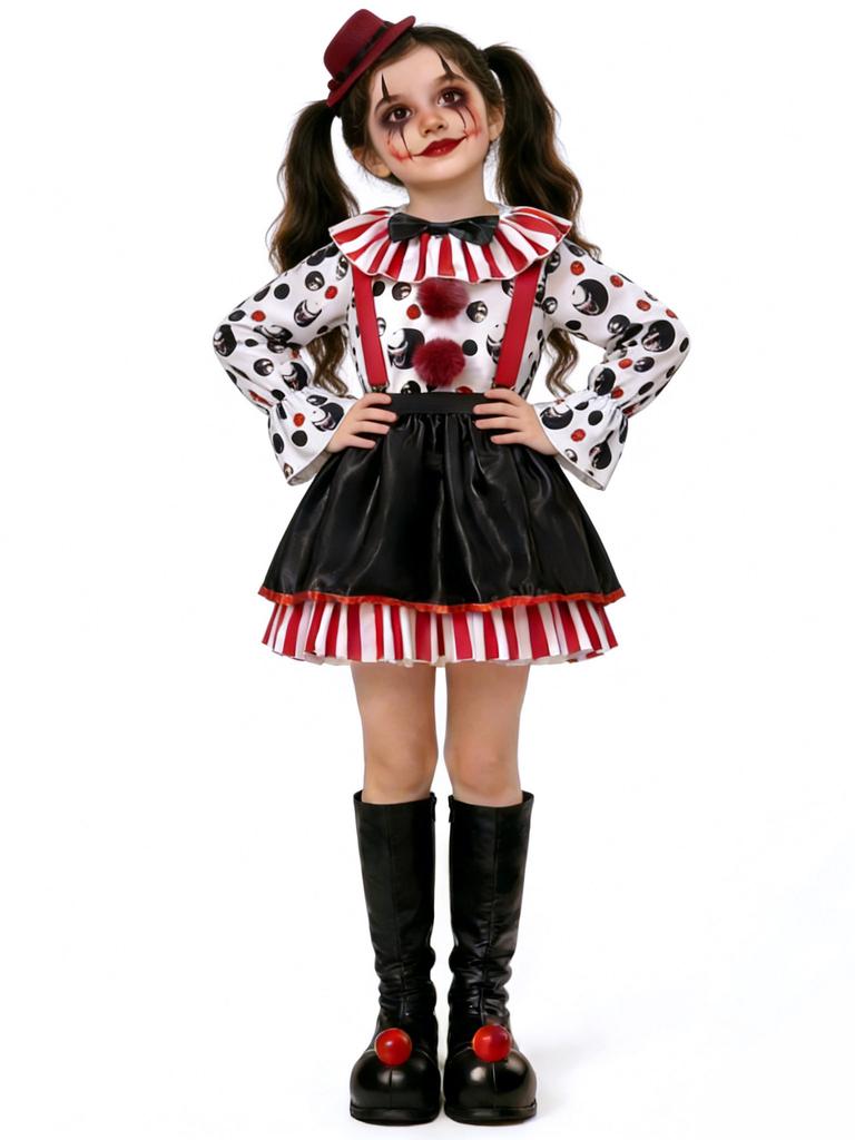 Halloween Circus Clown Family Matching Costume Scary Joker Stage Performance Cosplay Party Outfit Creepy Doll Set