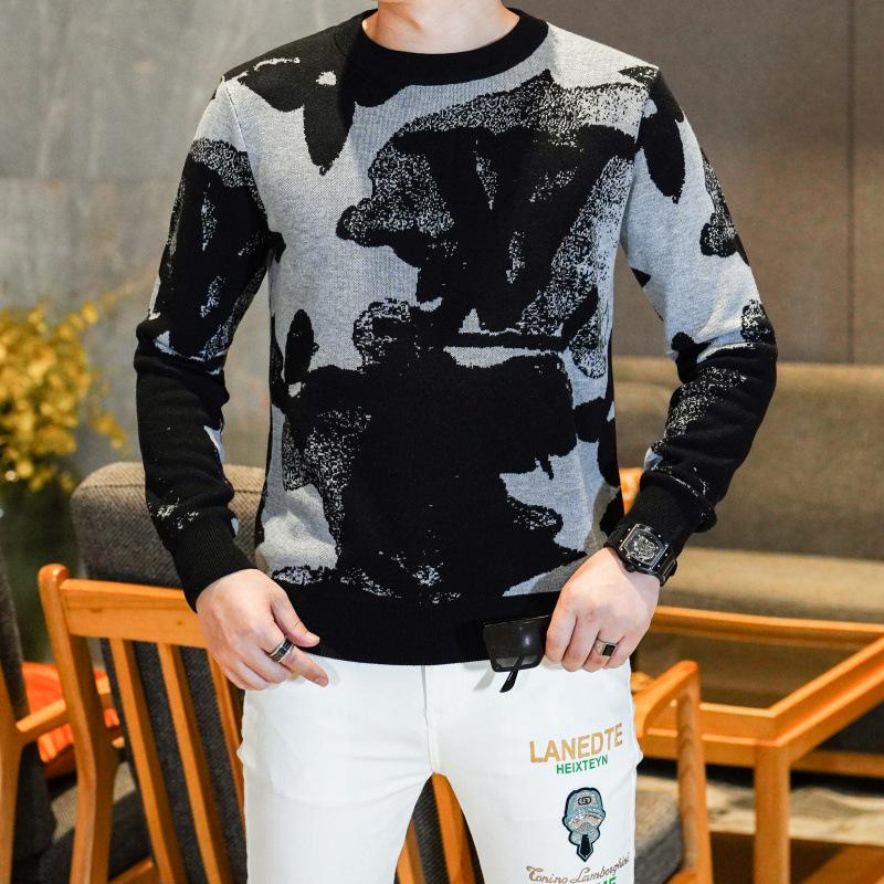 Men's Trendy European Knitwear Sweater: Long Sleeve, Round Neck, Versatile Korean Style Base Layer