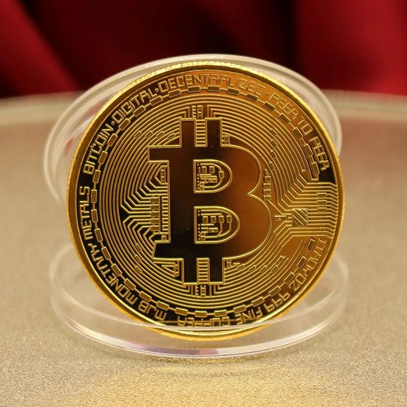 BITCoin Art Collection Gold Plated Physical Bitcoins BTC with Case Gift Physical Metal Antique Imitation Silver Coins