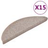 VidaXL Tapis d'escalier 15 pièces 56 x 17 x 3 cm Marron clair Demi-rond 133878