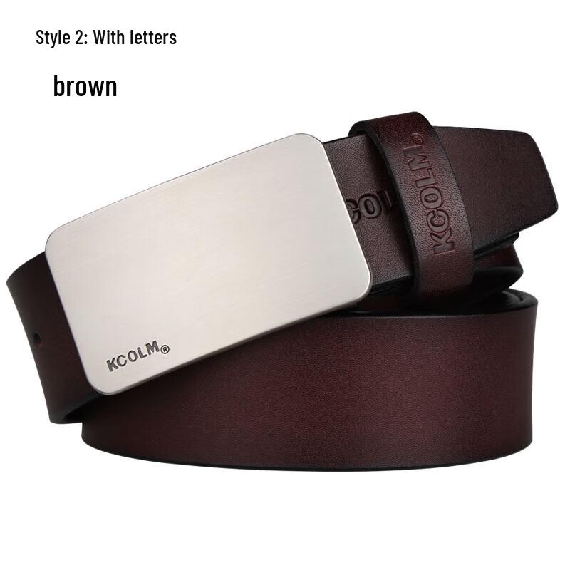 KCOLM Men s Leather Smooth Buckle Belt