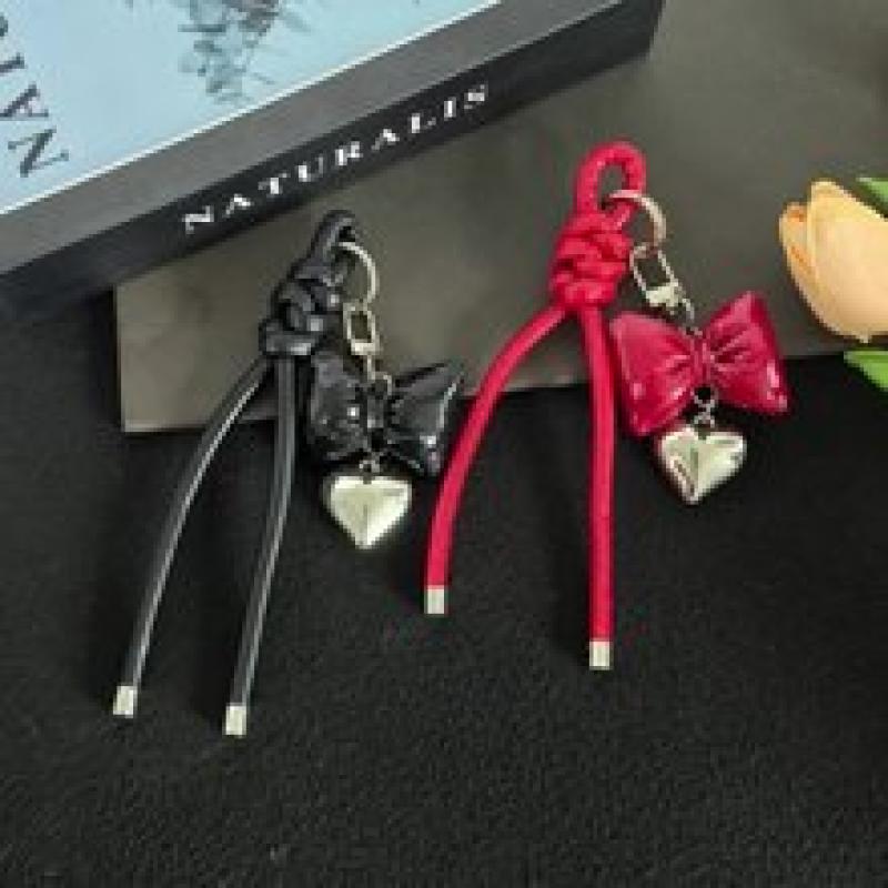 Series Heart Leather Bow Bag Hanging Pendant Keychain Jewelry Gift Decoration Accessories