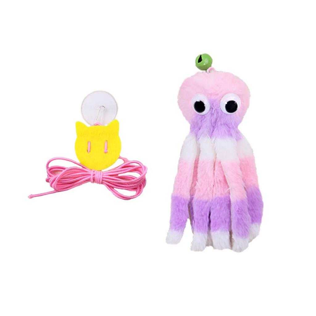 Adjustable Sound Octopus Cat Toy Mint Plush with 1.5ft Elastic Rope Interactive Pet Supplies for Cute Design Cats Playing Toy