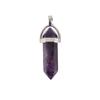 Natural Stone Amethyst & Rose Quartz Double-Pointed Hexagonal Pendant Necklace