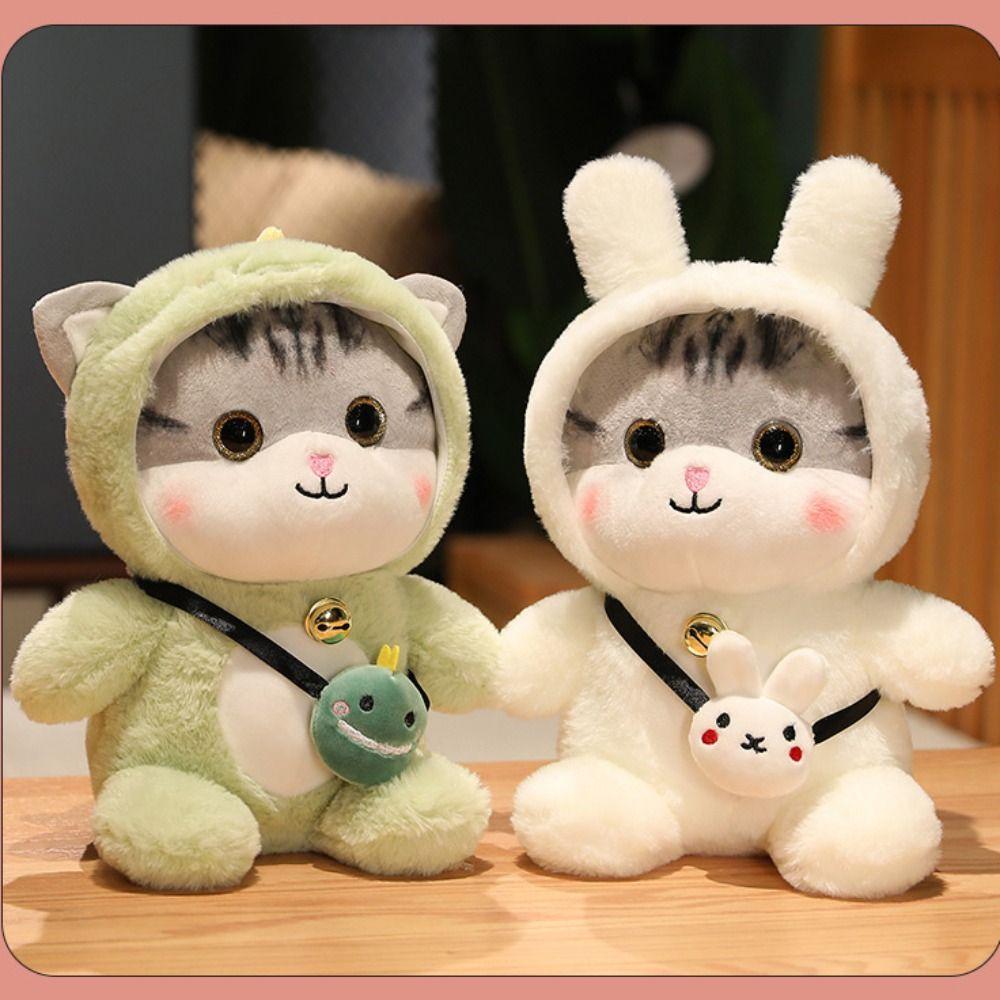 Kawaii Design Plush Doll Bell Feature Cat Plush Toy Cartoon Cat Doll Birthday Present