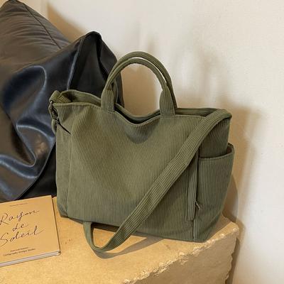 Nouveau sac messager sac en velours côtelé sac fourre-tout grande capacité sac d'épaule pour les cours étudiants sac à main