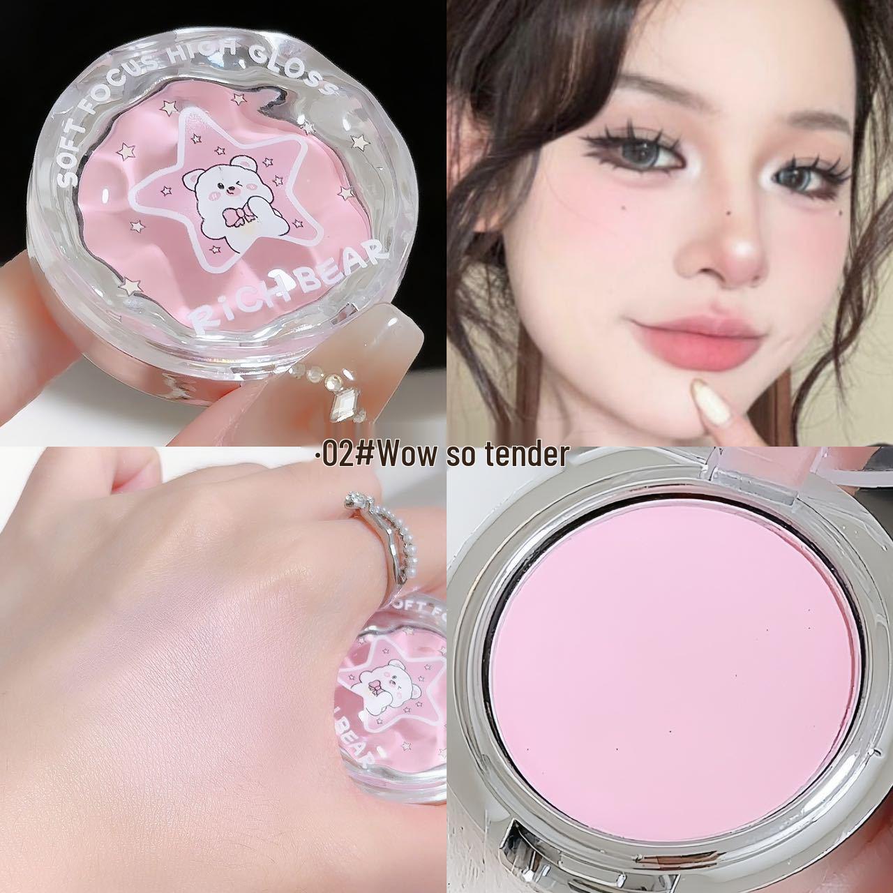 

Rich Bear Матовый нюдовый румяна и хайлайтер трио с эффектом мягкого фокуса