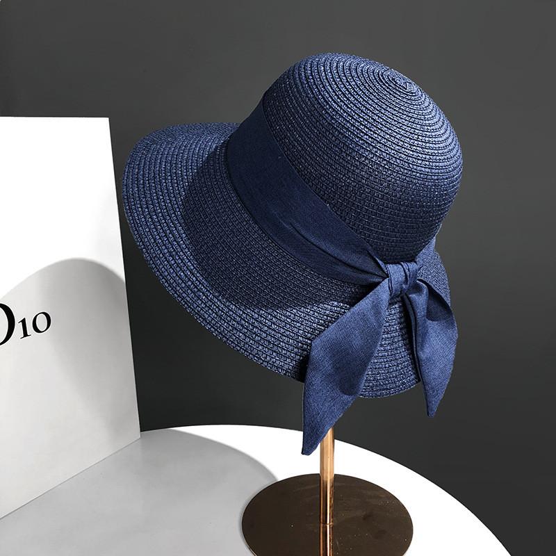 Womens Chic Straw Beach Hat Adjustable Fit Elegant Bow Perfect Outing Summer