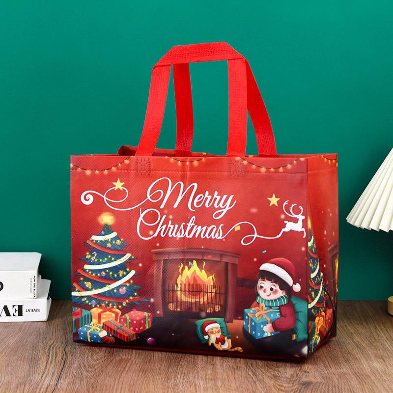 1pc Merry Christmas Gifts Bags Santa Elk Non-woven Candy Gift Packaging Tote Bag Xmas New Year Party Decor Noel Shopping Pouch