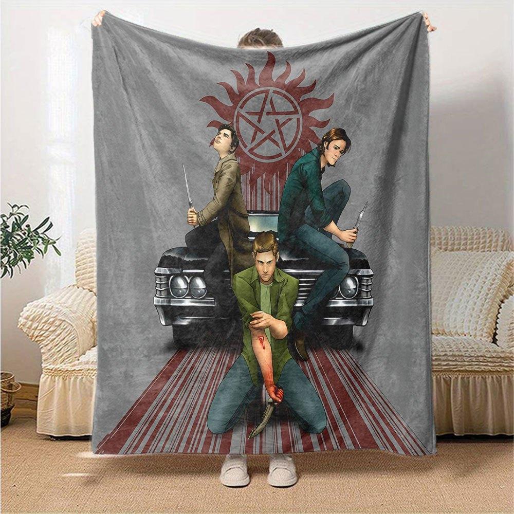 1pc Supernatural 9 Blanket Soft Warm Throw for Home, Office, Travel All Season Cozy Bedding Gift, Office Cozy AccessoryB