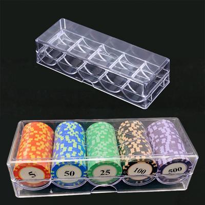 Poker Chips Box Fine Chips Transparent Box Casino Gambling Chips Storage Case