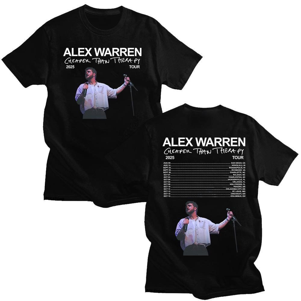 

Alex Warren Cheaper Than Therapy Tour 2025 T Shirts Alex Warren New Design Casual Top Summer for Women/Men Unisex Cotton T-shirt 4XL