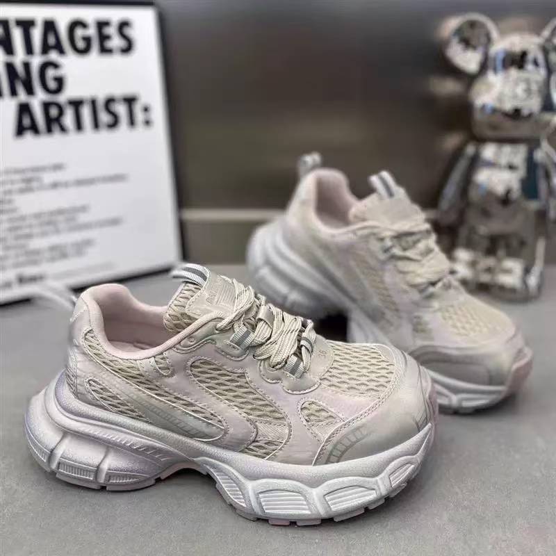 European Goods Popular Locomotive Fried Street Dad Shoes 2025 Spring and Summer New Muffin Thick-soled Lace-up Versatile Casual Sports Shoes