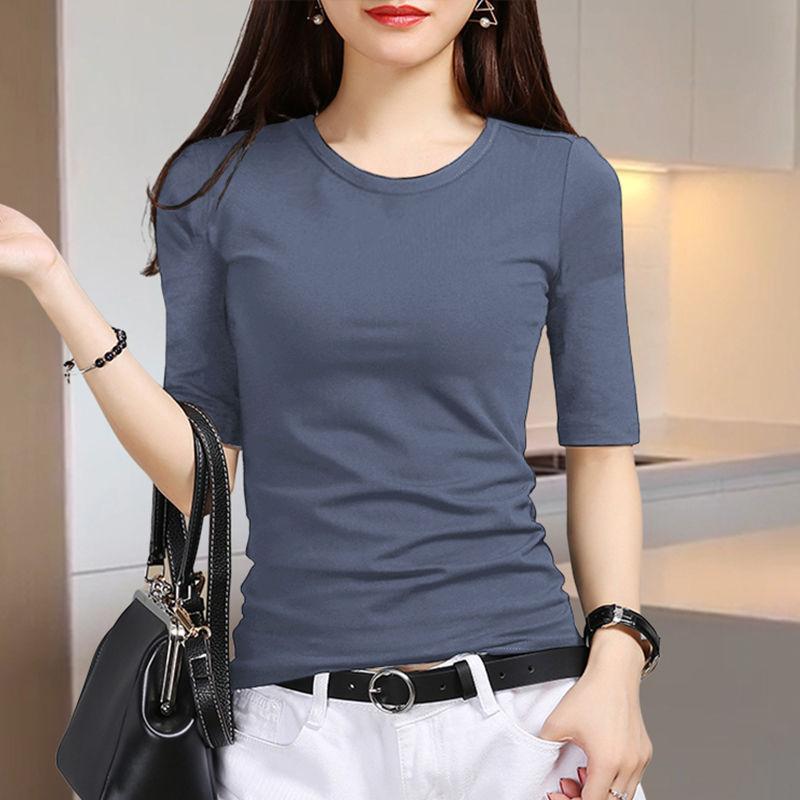 T Shirt For Women V Neck Short Sleeve Polyester Slim Fit Casual Summer Top