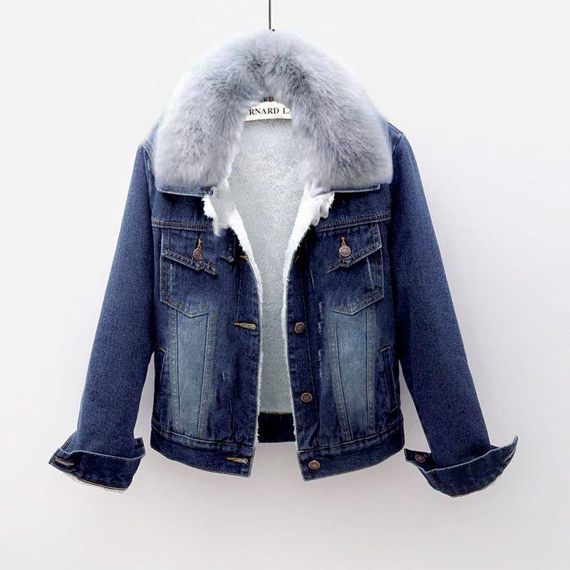 Women's Winter Warm Denim Jacket Casual Short Jacket Lined Padded Jacket