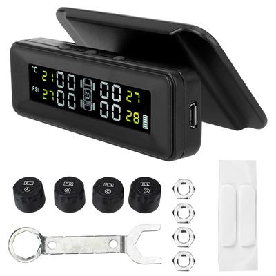 Solární energie se 4 externími senzory Systém monitorování tlaku v pneumatikách Smart Car Digitální TMPS LCD displej Auto Security Alarm